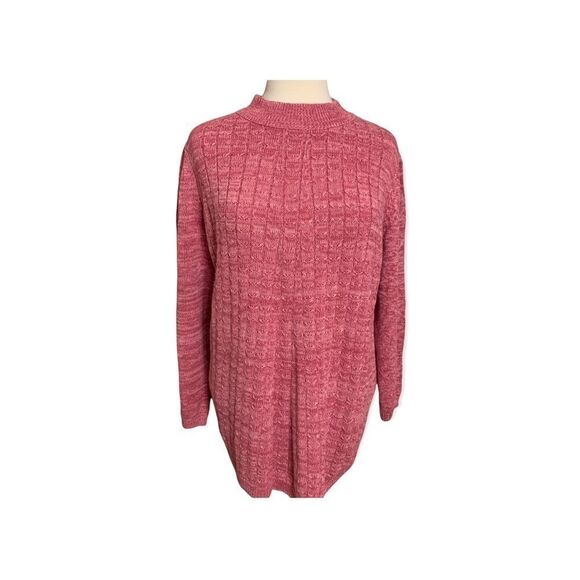 Plus Size Woman Within Pink Long Sleeve Knitted Sweater size 1X Low Turtleneck - Picture 4 of 9